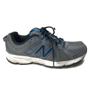 New Balance 402 Lace-Up Mesh Leather Gray & Blue  Running Shoes Size 7.5